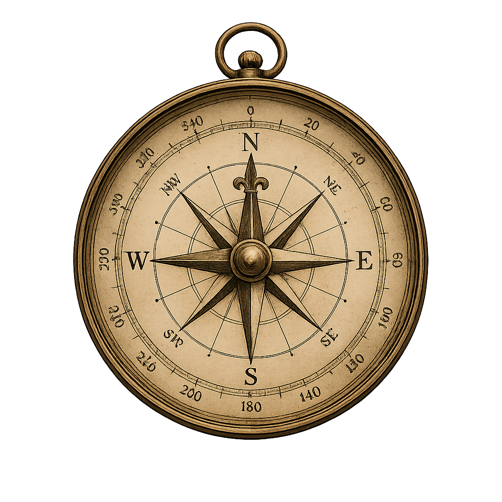 Compass rose merging into circuit board traces